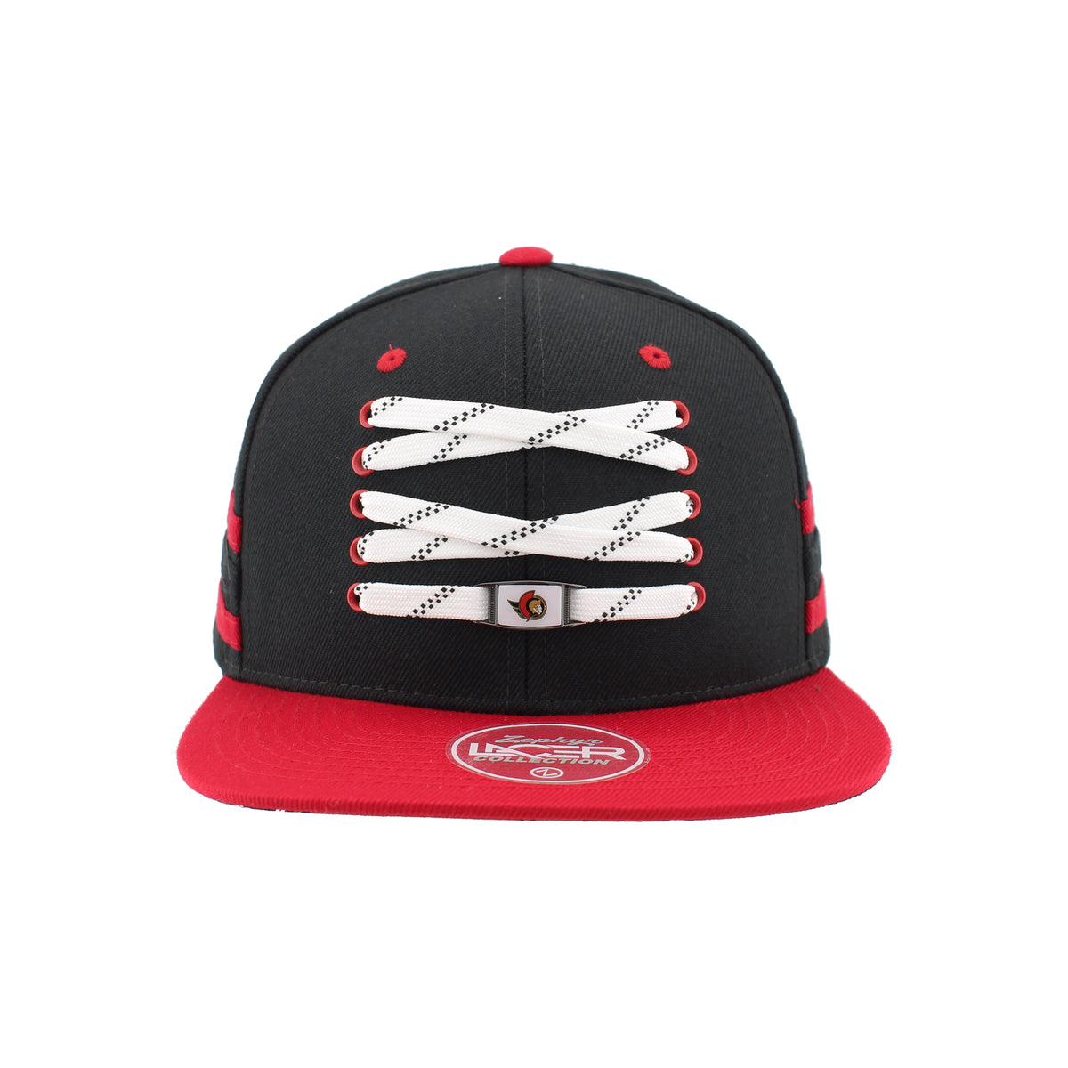 OTTAWA SENATORS LACER BLACK & RED FLATBRIM CAP