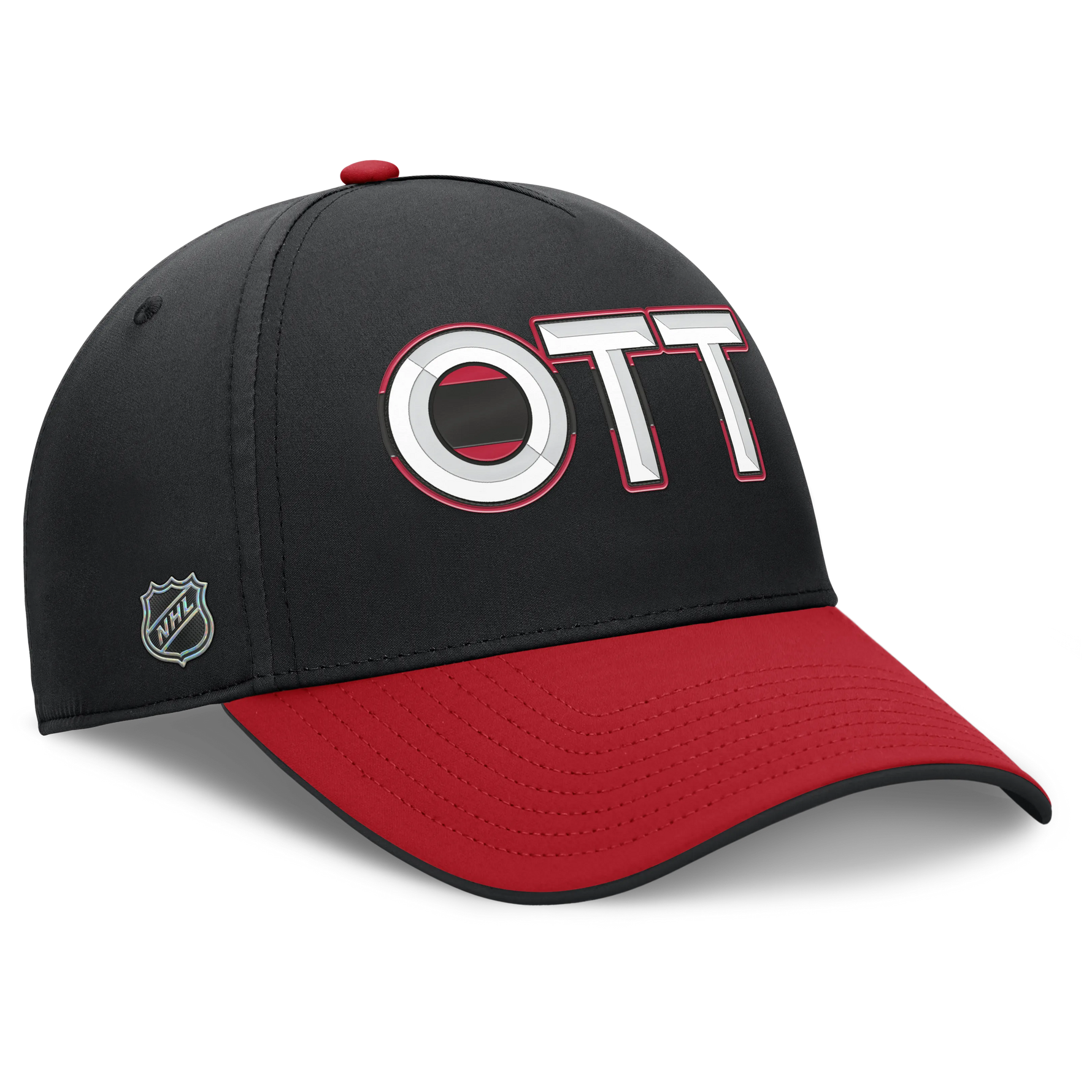 Authentic Pro Blk/Red OTT Stretch Cap-Fanatics-OttawaTeamShop.ca