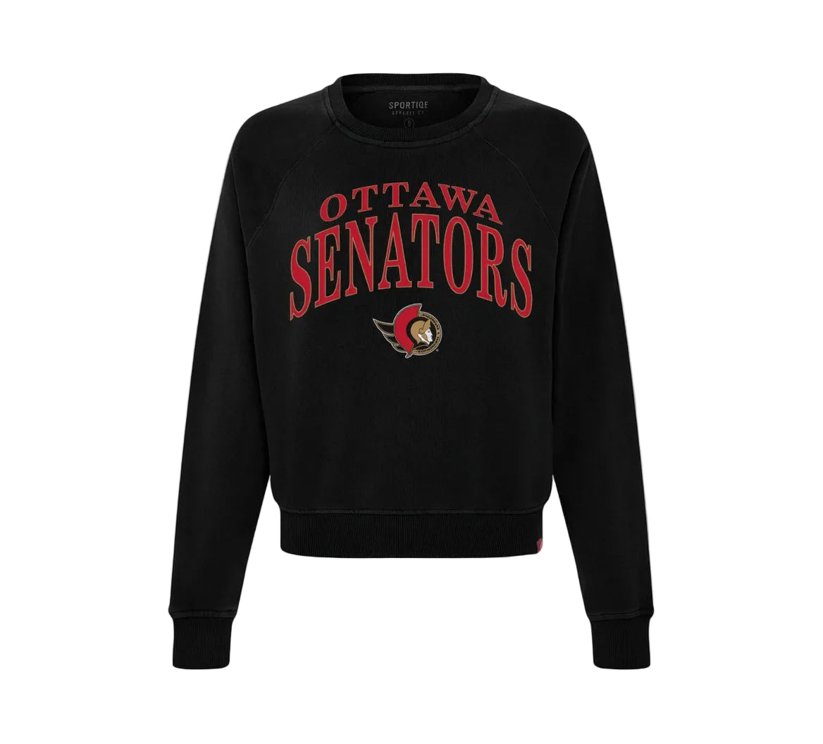 OTTAWA SENATORS WOMEN'S ASHLYN JET BLACK CREW SWEATER