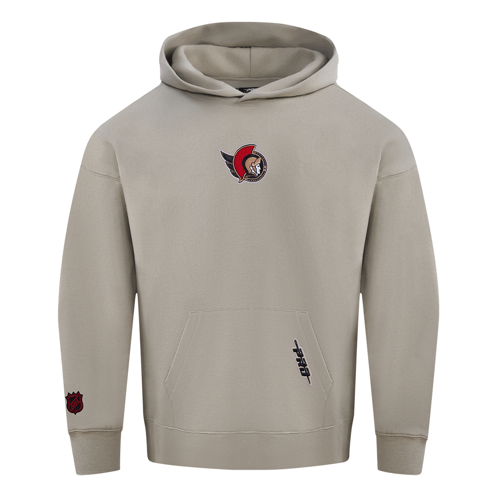OTTAWA SENATORS CLASSIC ICON MEN'S PRO DROPSHOULDER TAUPE PULLOVER HOODIE