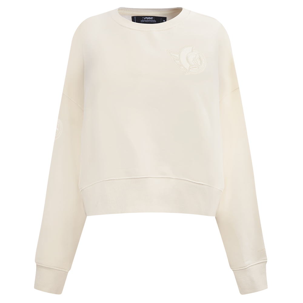 OTTAWA SENATORS WOMEN'S NEUTRAL FLEECE CREWNECK SWEATER