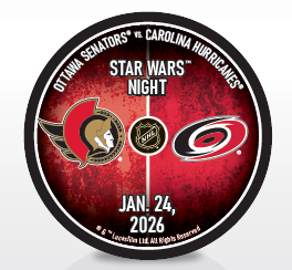 OTTAWA SENATORS VS CAROLINA HURRICANES - STAR WARS NIGHT - JAN 24 2026 - COMMEMORATIVE PUCK