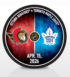 OTTAWA SENATORS VS TORONTO MAPLE LEAFS APRIL 15 2026 - COMMEMORATIVE PUCK