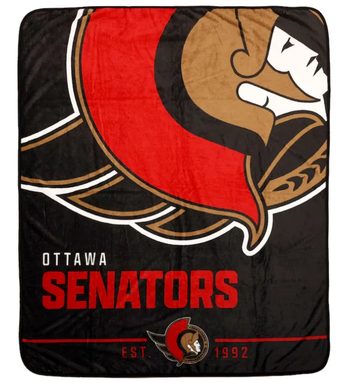 Ottawa Senators Full Logo Black Blanket 50x60