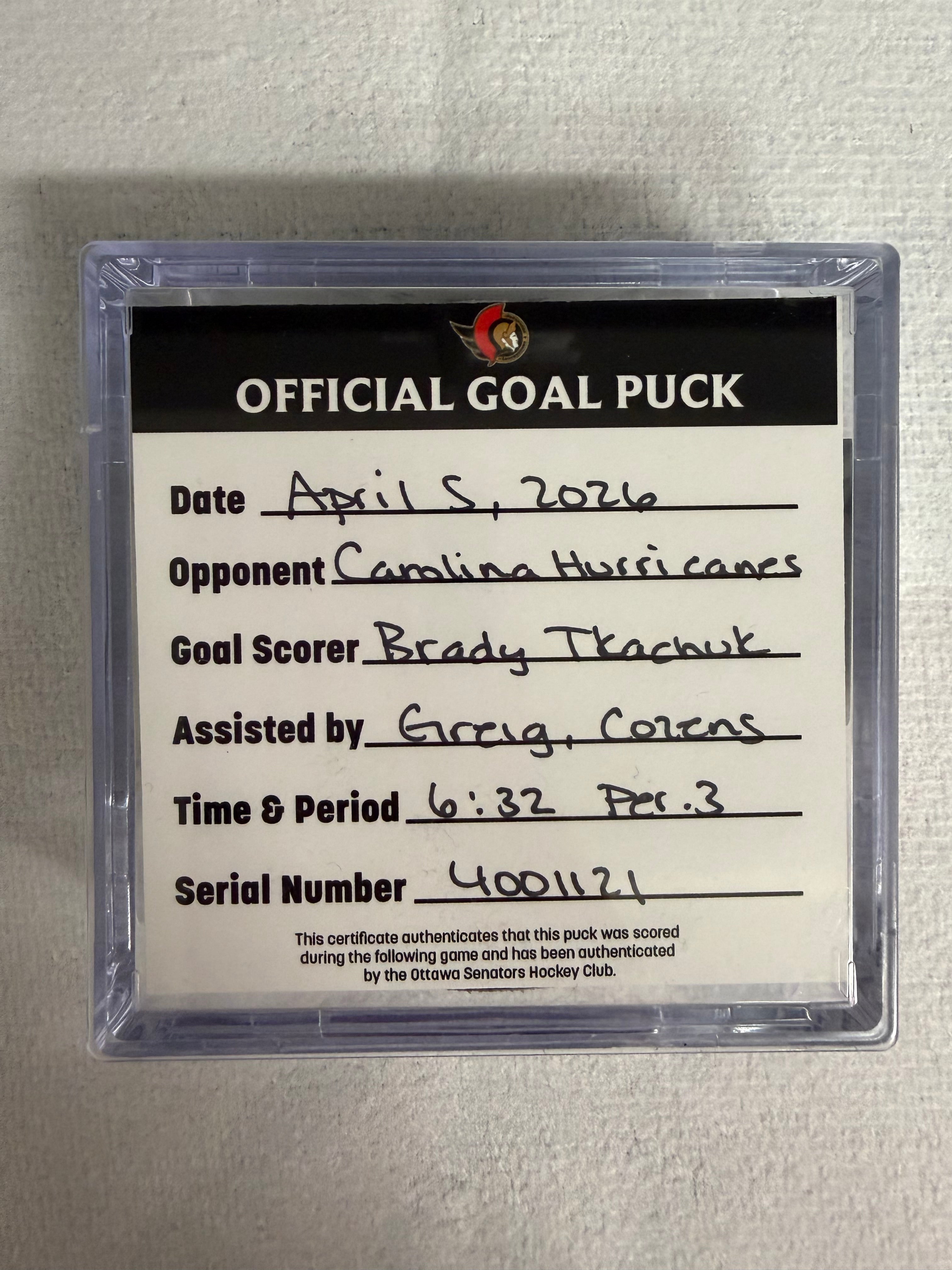 Apr 5 Brady Tkachuk