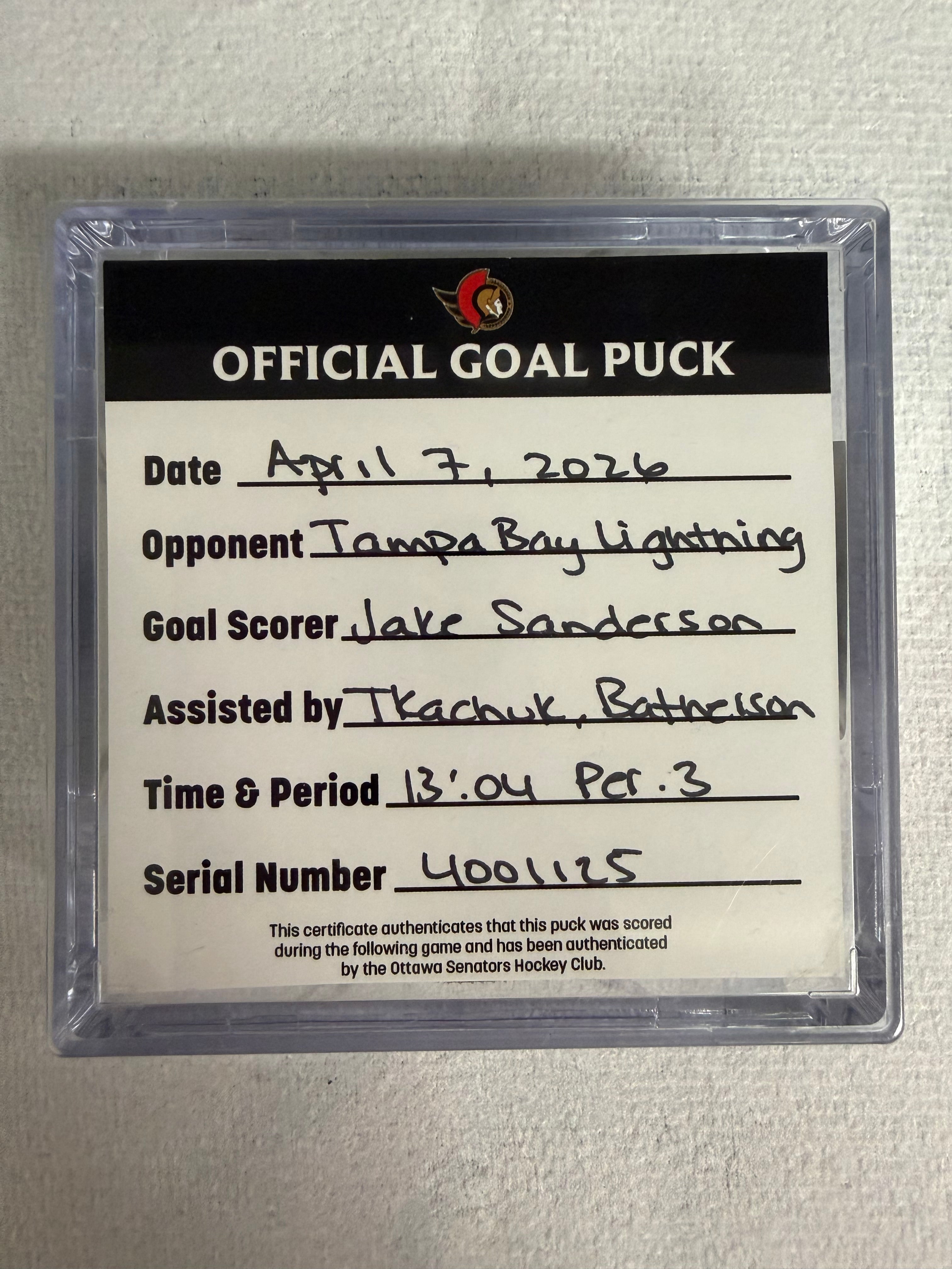 Apr 7 Jake Sanderson