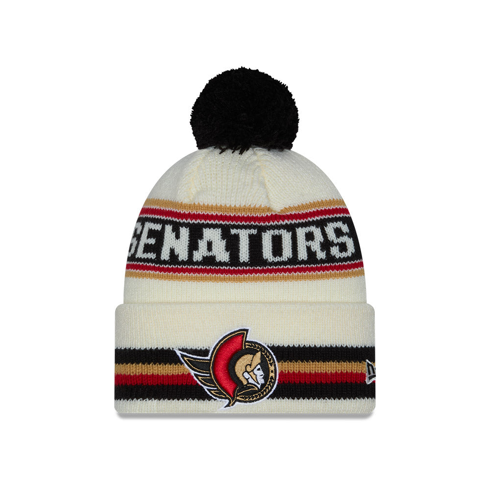 OTTAWA SENATORS CLASSIC WHITE KNIT POM TOQUE-New Era-OttawaTeamShop.ca