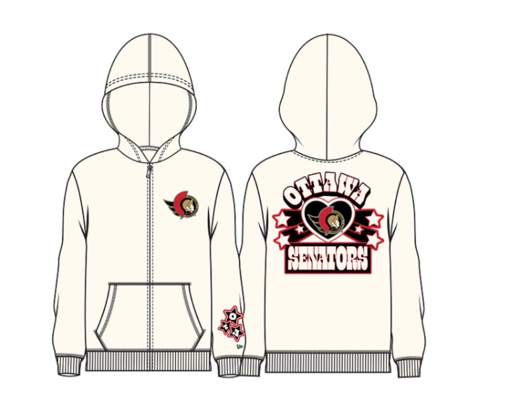 OTTAWA SENATORS GIRL CREAM FULL ZIP HOODIE