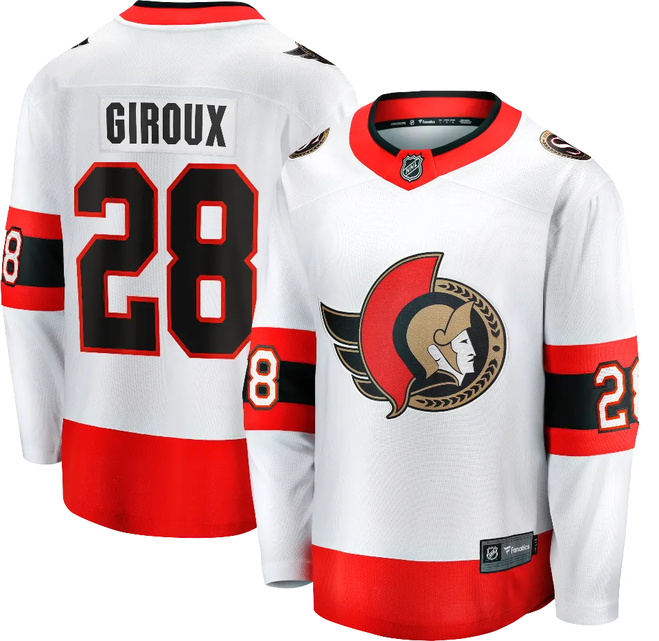 Ottawa Senators away Fanatics breakaway hockey jersey featuring Giroux number 28 on the back