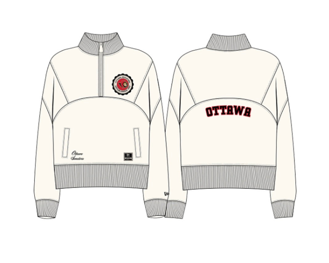 OTTAWA SENATORS WOMENS WHITE FLEECE 1/4 ZIP