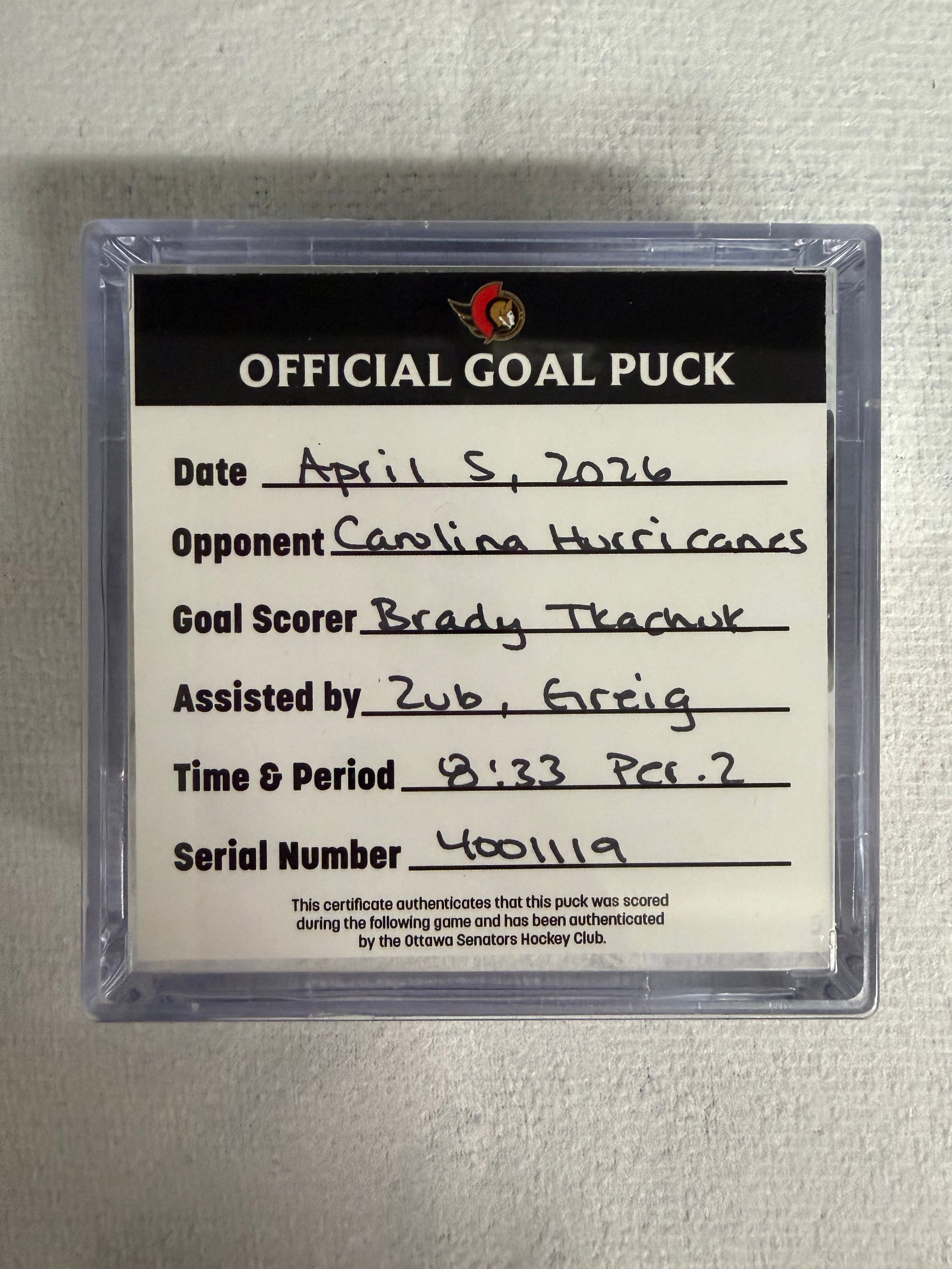 Apr 5 Brady Tkachuk