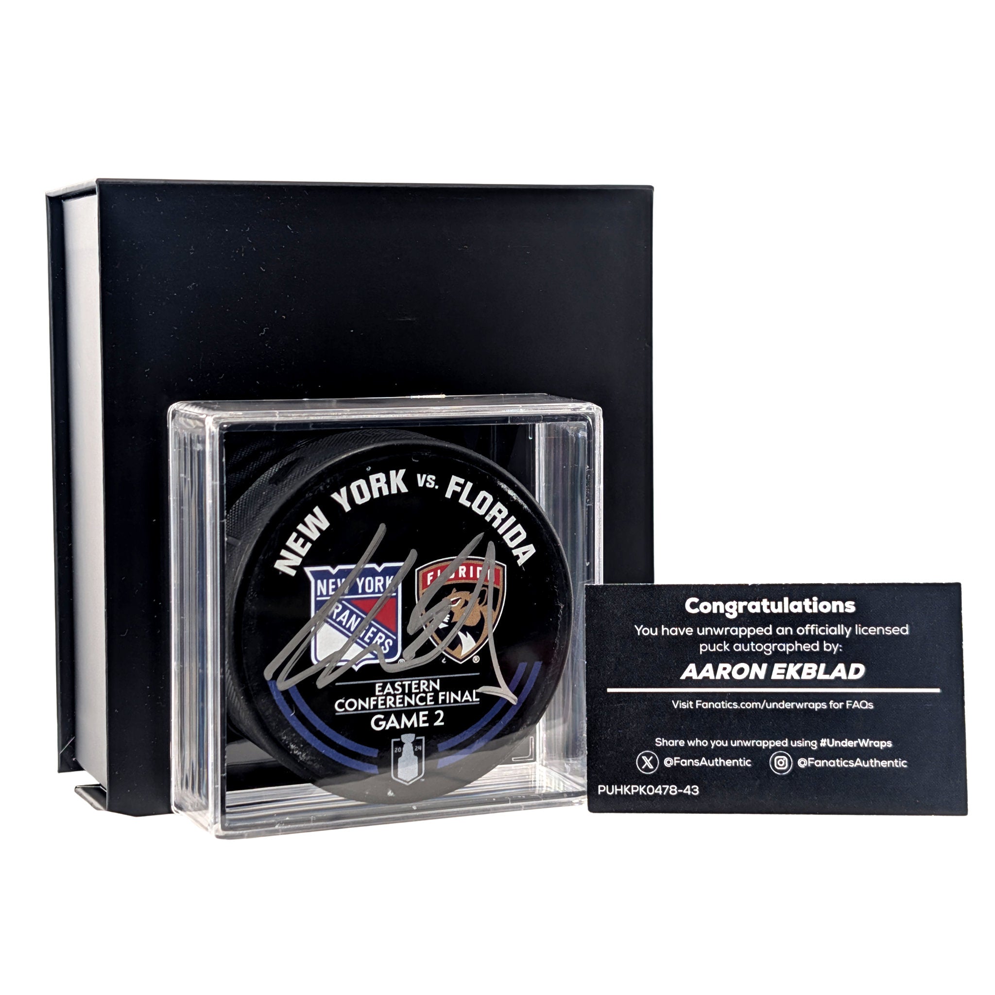 AARON EKBLAD Under Wraps Autographed Puck