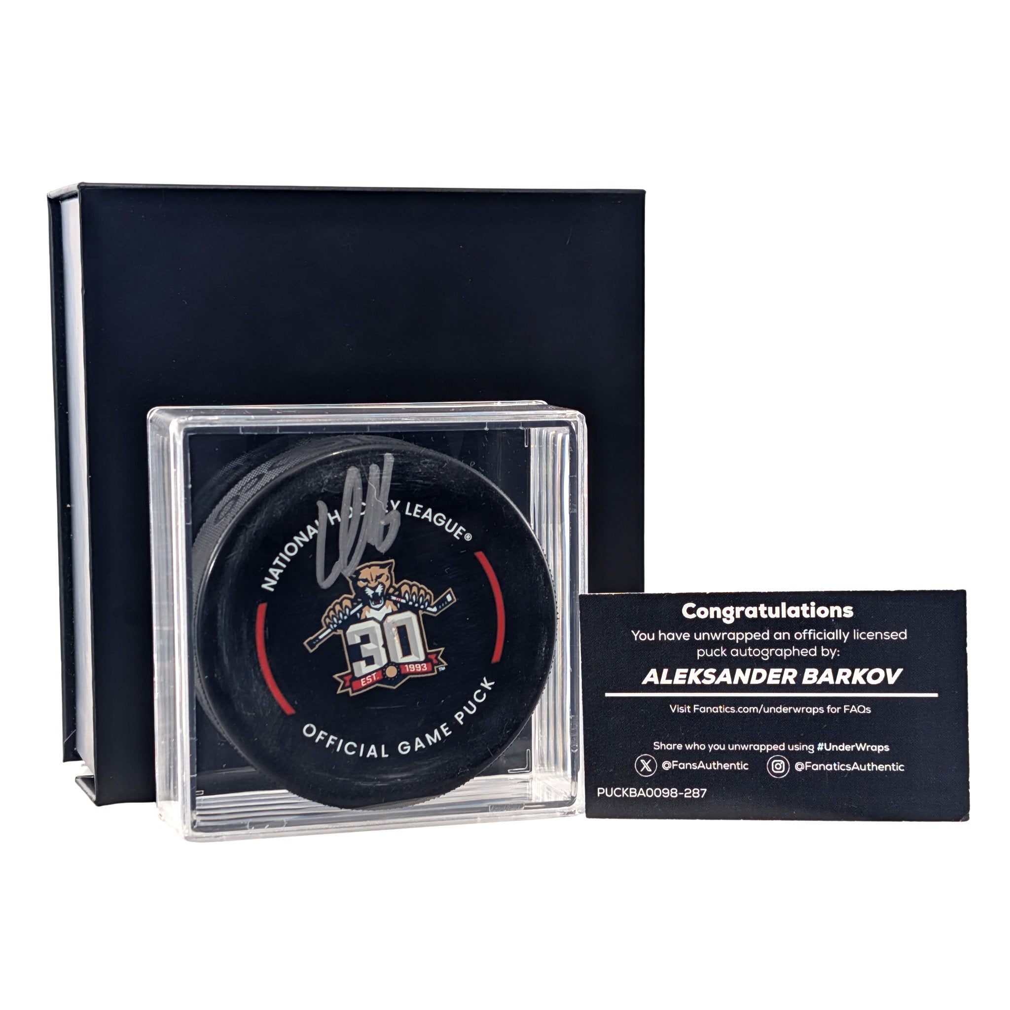 ALEKSANDER BARKOV Under Wraps Autographed Puck