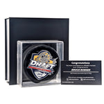 Brock Boeser Autographed Under Wraps 2015 NHL Draft Logo Puck