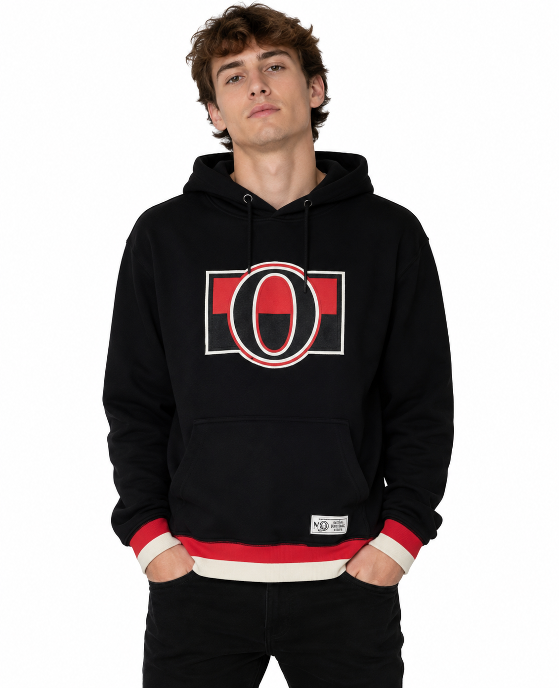 OTTAWA SENATORS RELAXED VINTAGE LOGO BLACK HOODIE