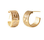 OTTAWA SENATORS GOLD PAVE CIGAR BAND HOOP EARRINGS