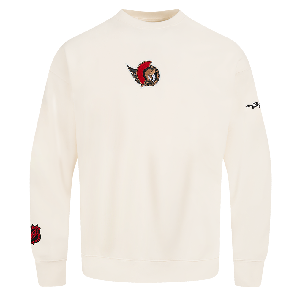 OTTAWA SENATORS CLASSIC ICON PRO DROP SHOULDER WHITE CREWNECK SWEATER