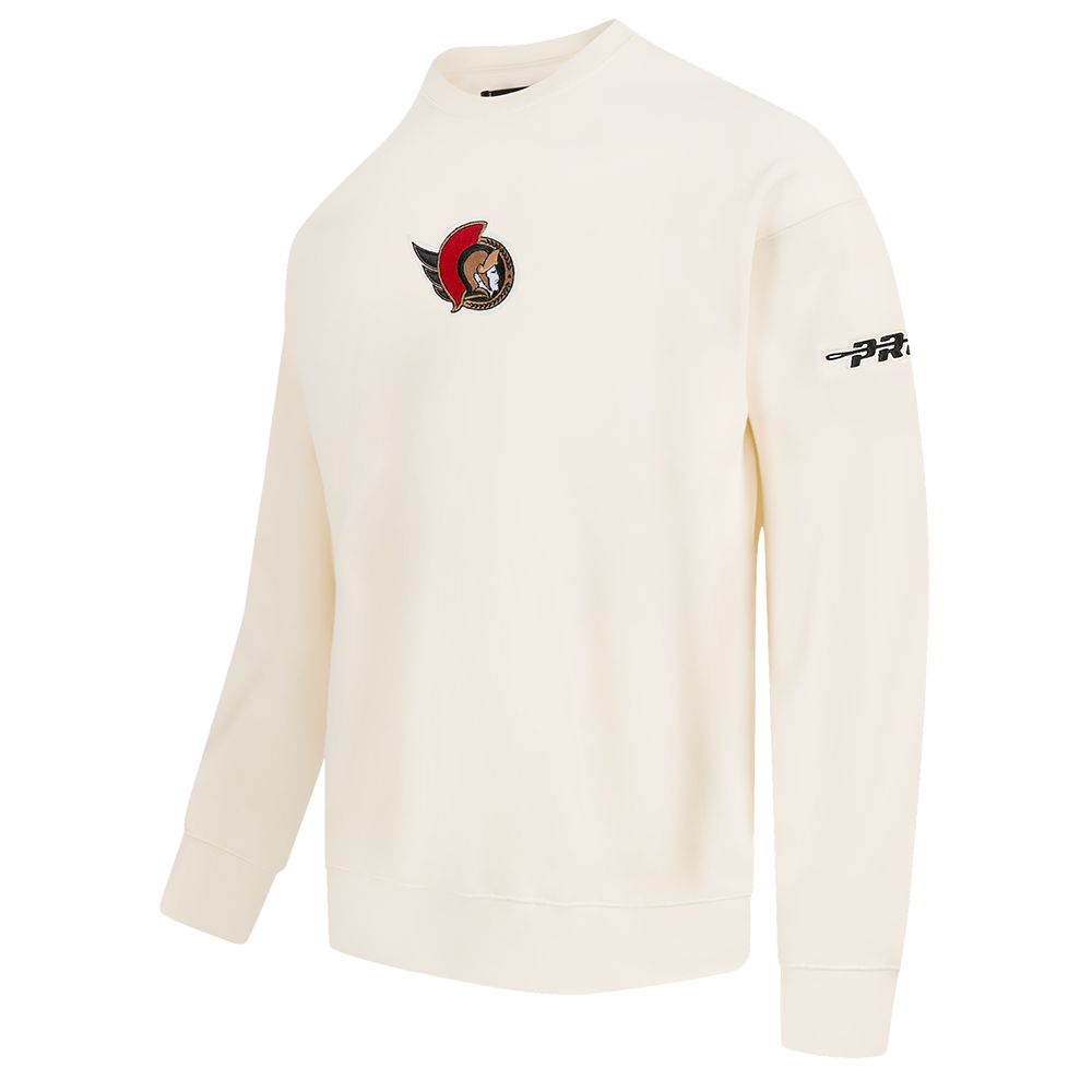 OTTAWA SENATORS CLASSIC ICON PRO DROP SHOULDER WHITE CREWNECK SWEATER