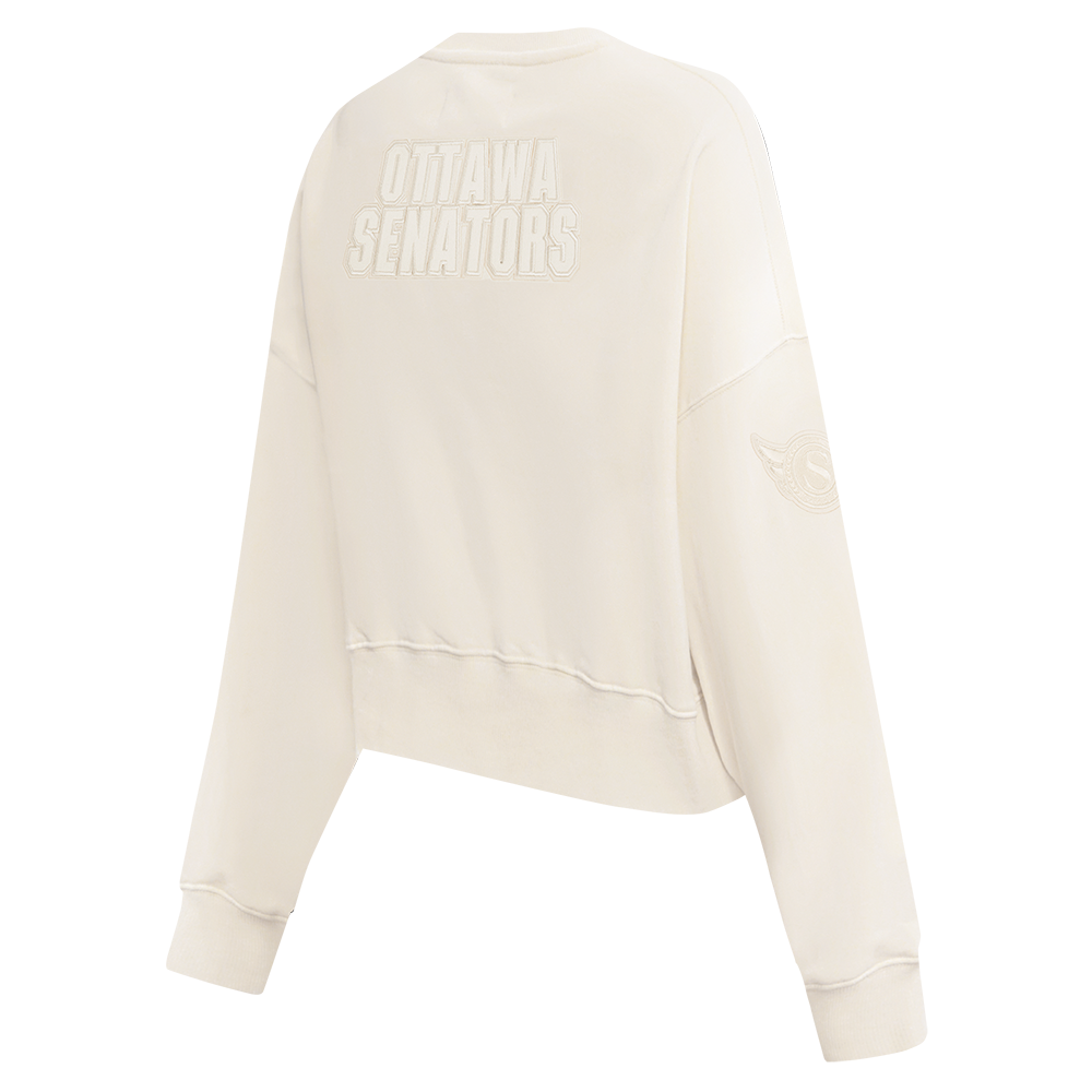 OTTAWA SENATORS WOMEN'S NEUTRAL FLEECE CREWNECK SWEATER