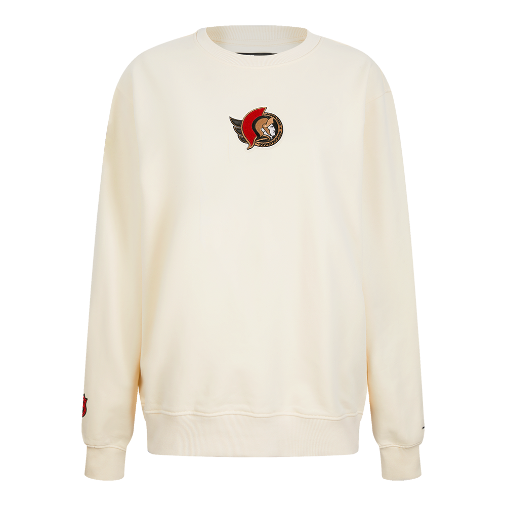 OTTAWA SENATORS WOMEN'S CLASSIC ICON PRO WHITE CREWNECK SWEATER