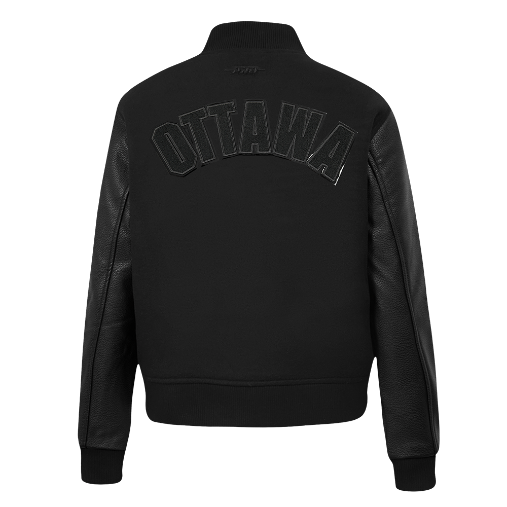 OTTAWA SENATORS WOMENS TRIPLE BLACK WOOL VARSITY JACKET