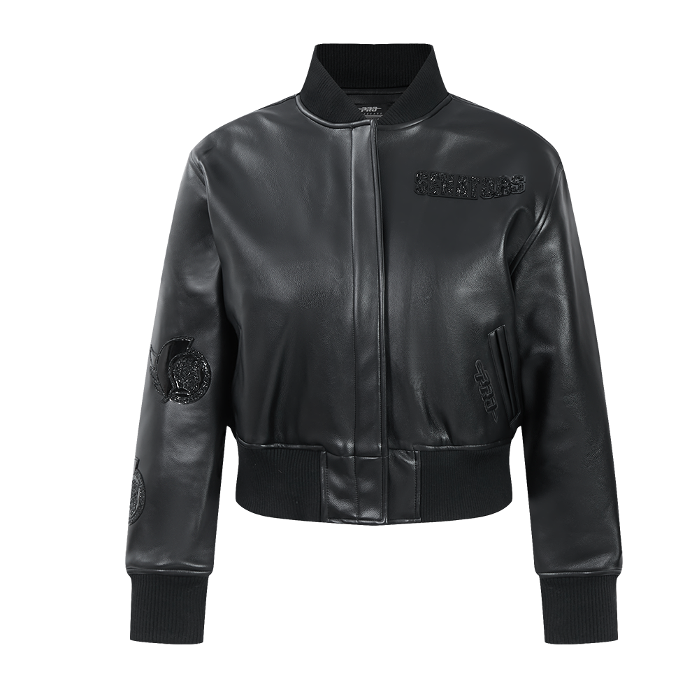 OTTAWA SENATORS WOMEN'S WASHED VAGAURD CROPPED VARISTY JACKET