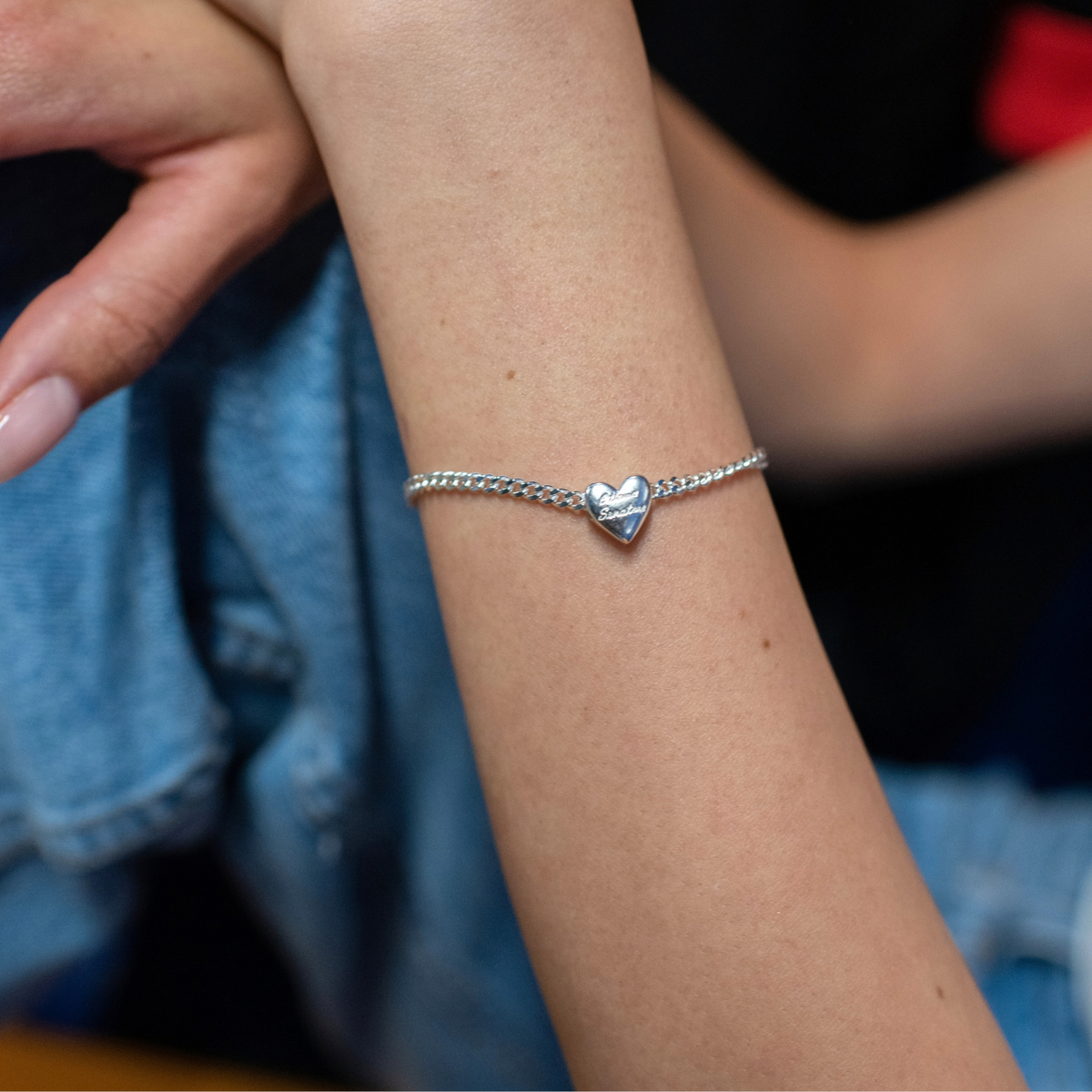 OTTAWA SENATORS SILVER SLIDER HEART CHAIN BRACELET