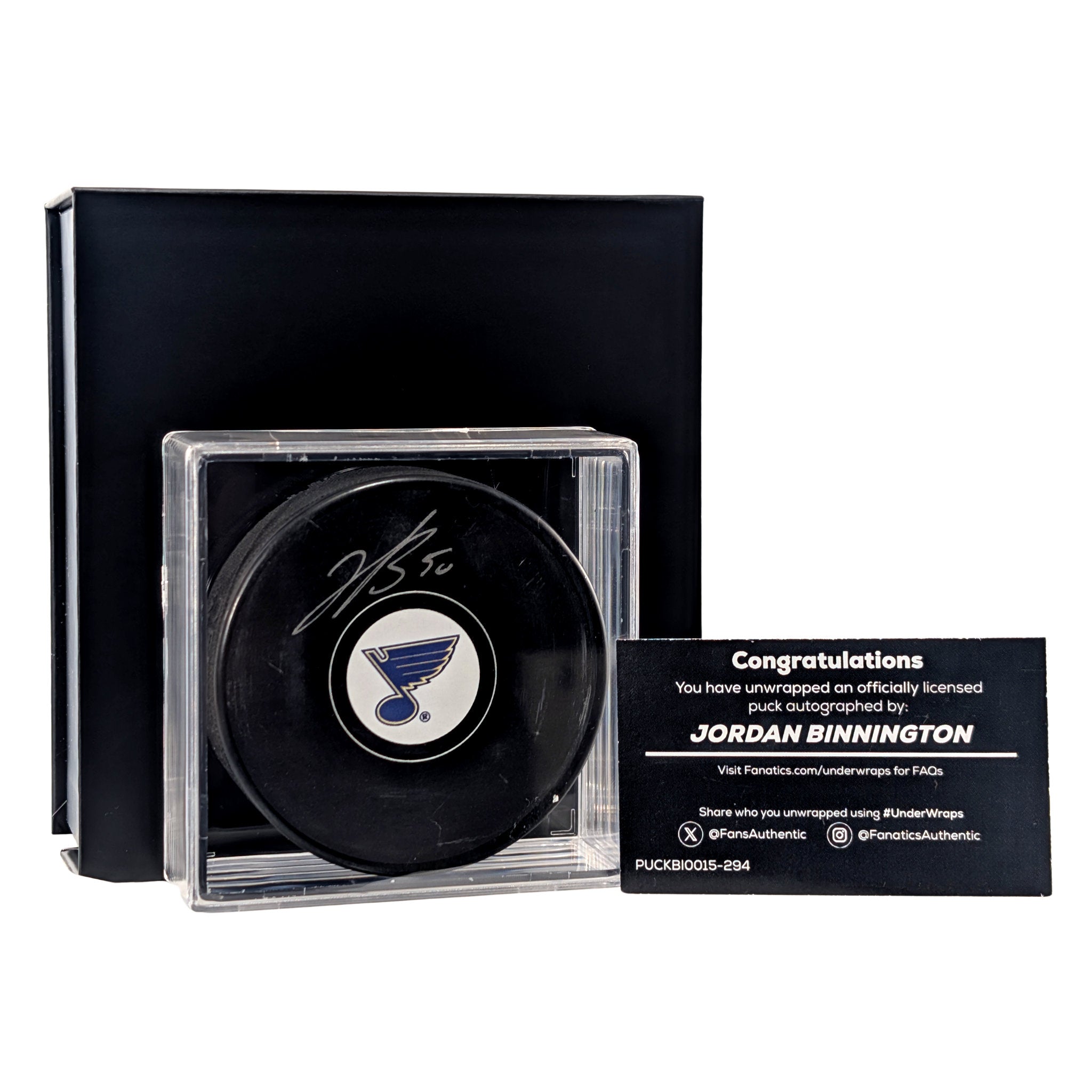 JORDAN BINNINGTON Under Wraps Autographed Puck