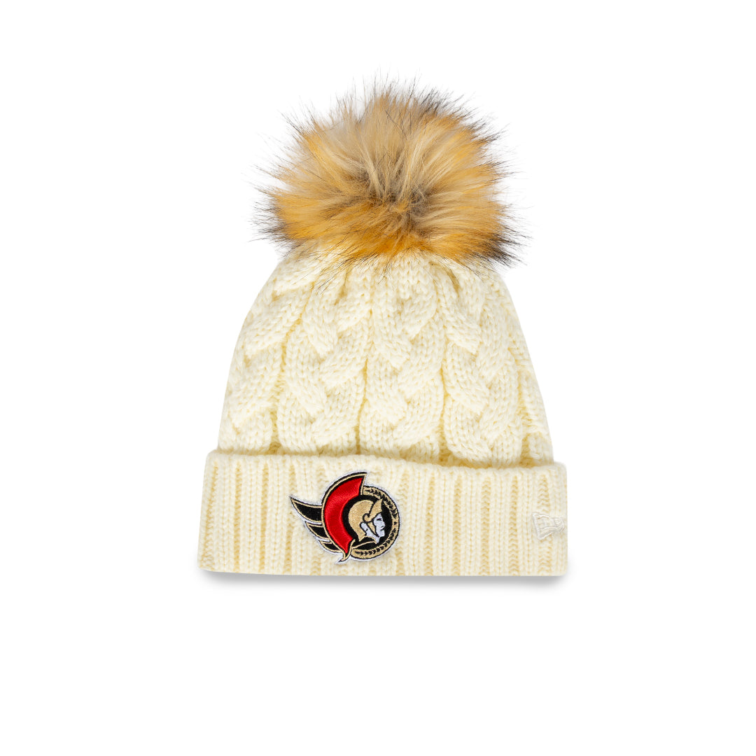 Ottawa Senators Women's White Fur Pom Toque-New Era-OttawaTeamShop.ca