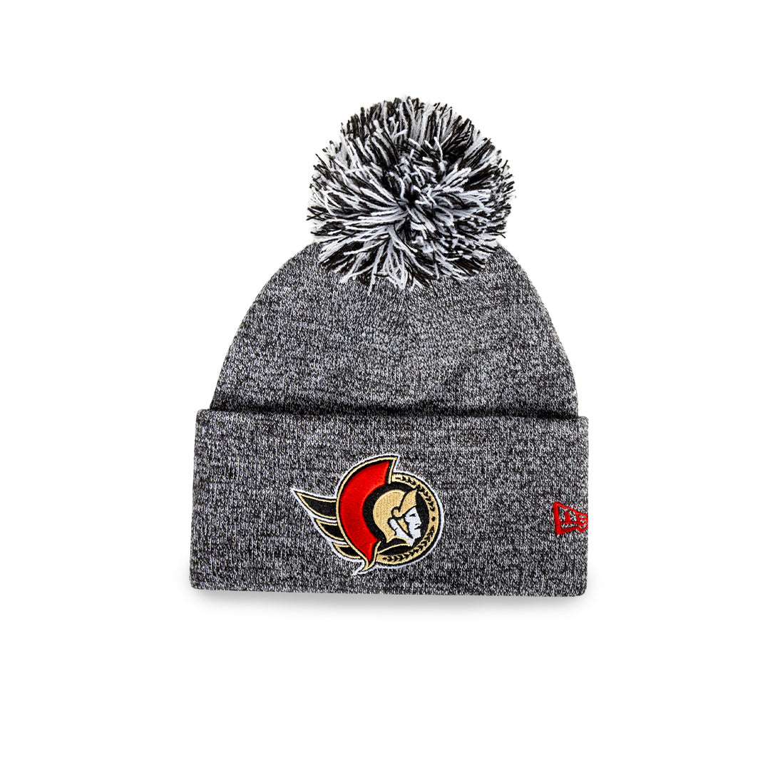 OTTAWA SENATORS BLACK MARBLED POM KNIT TOQUE-New Era-OttawaTeamShop.ca