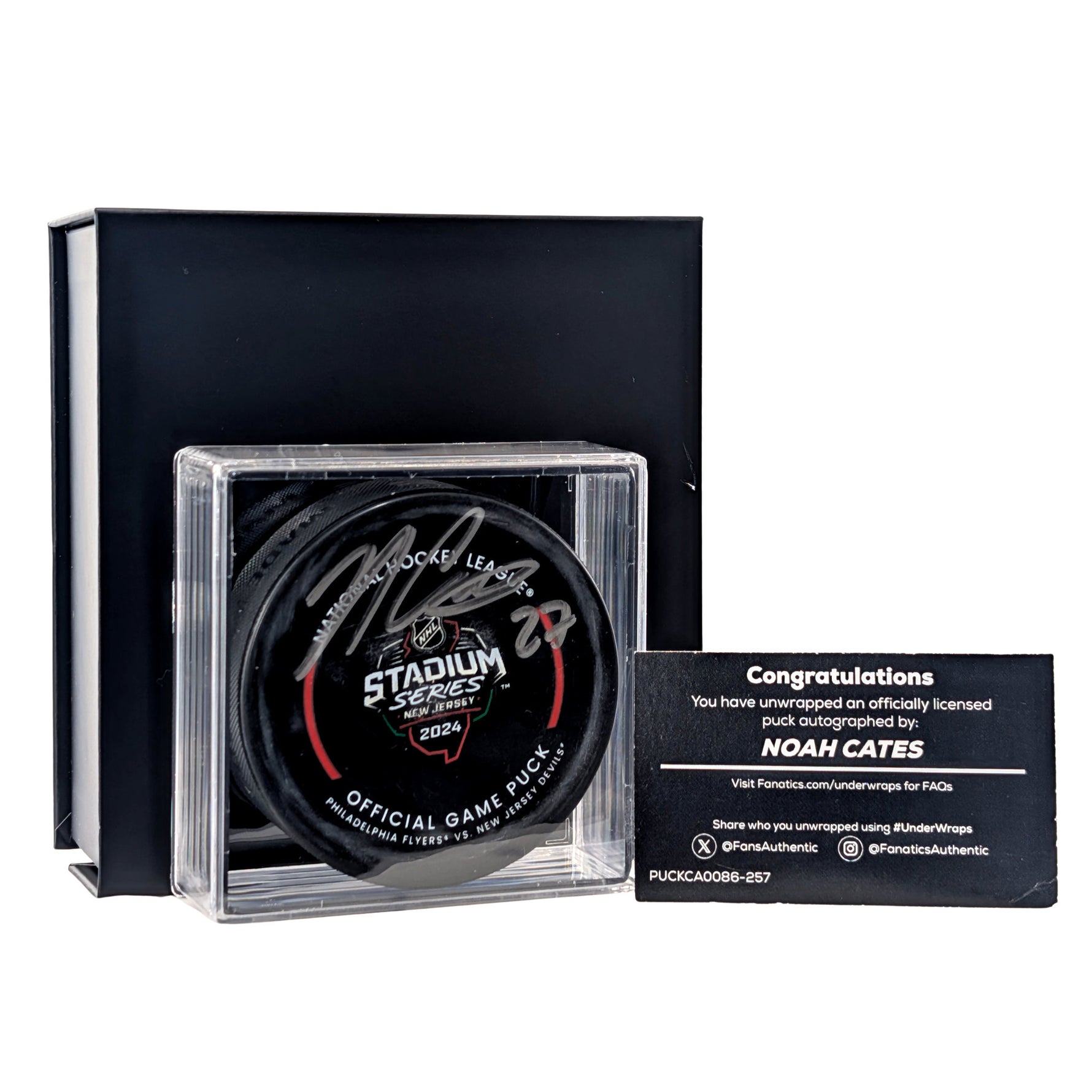 NOAH CATES Under Wraps Autographed Puck