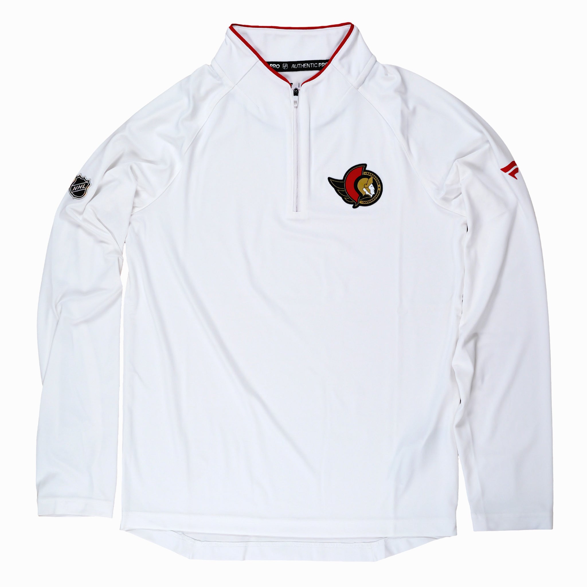 OTTAWA SENATORS AUTHENTIC PRO WHITE QUARTER ZIP