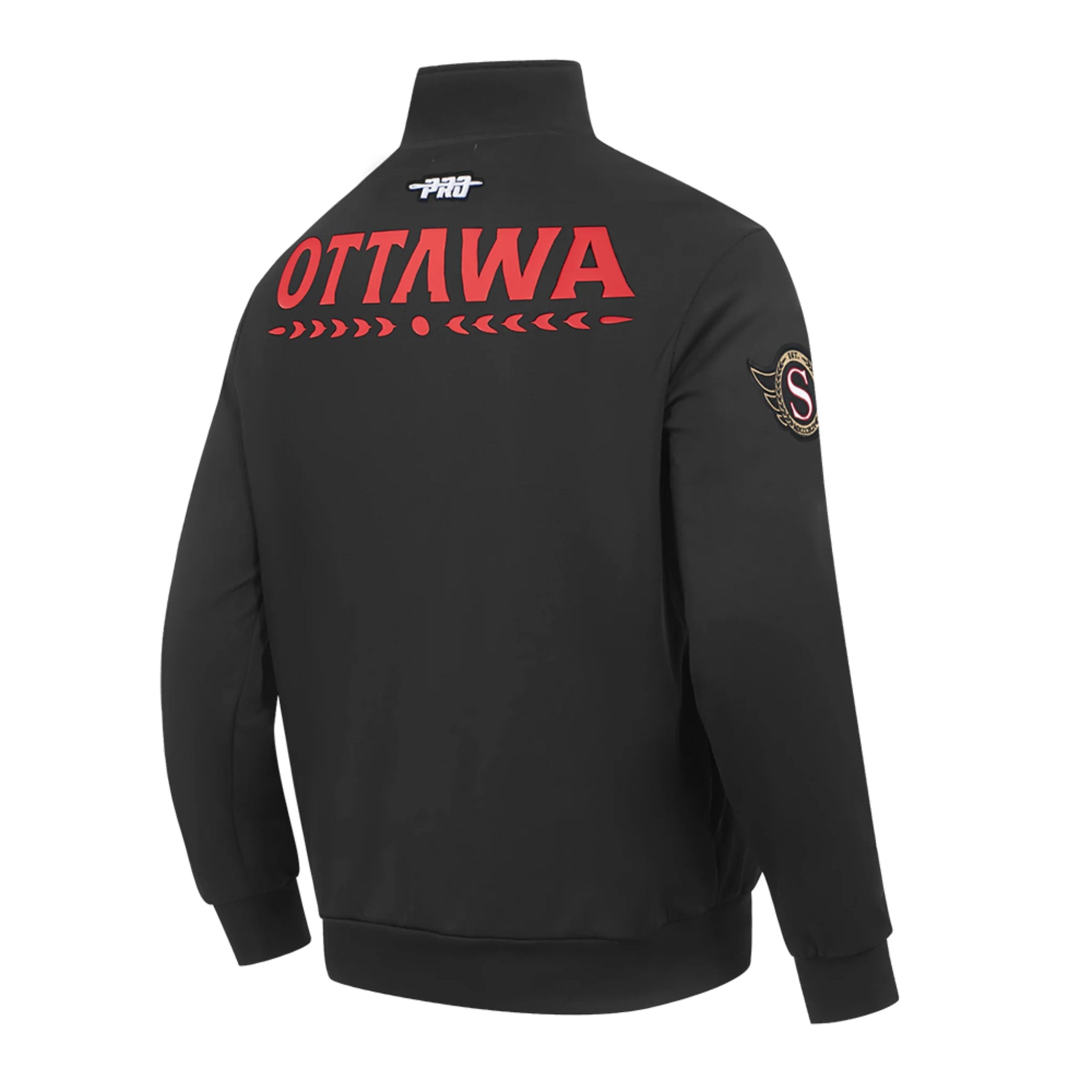 Ottawa Senators Black jacket with 'Ottawa' text printed on back with alternate Sens Logo on right sleeve