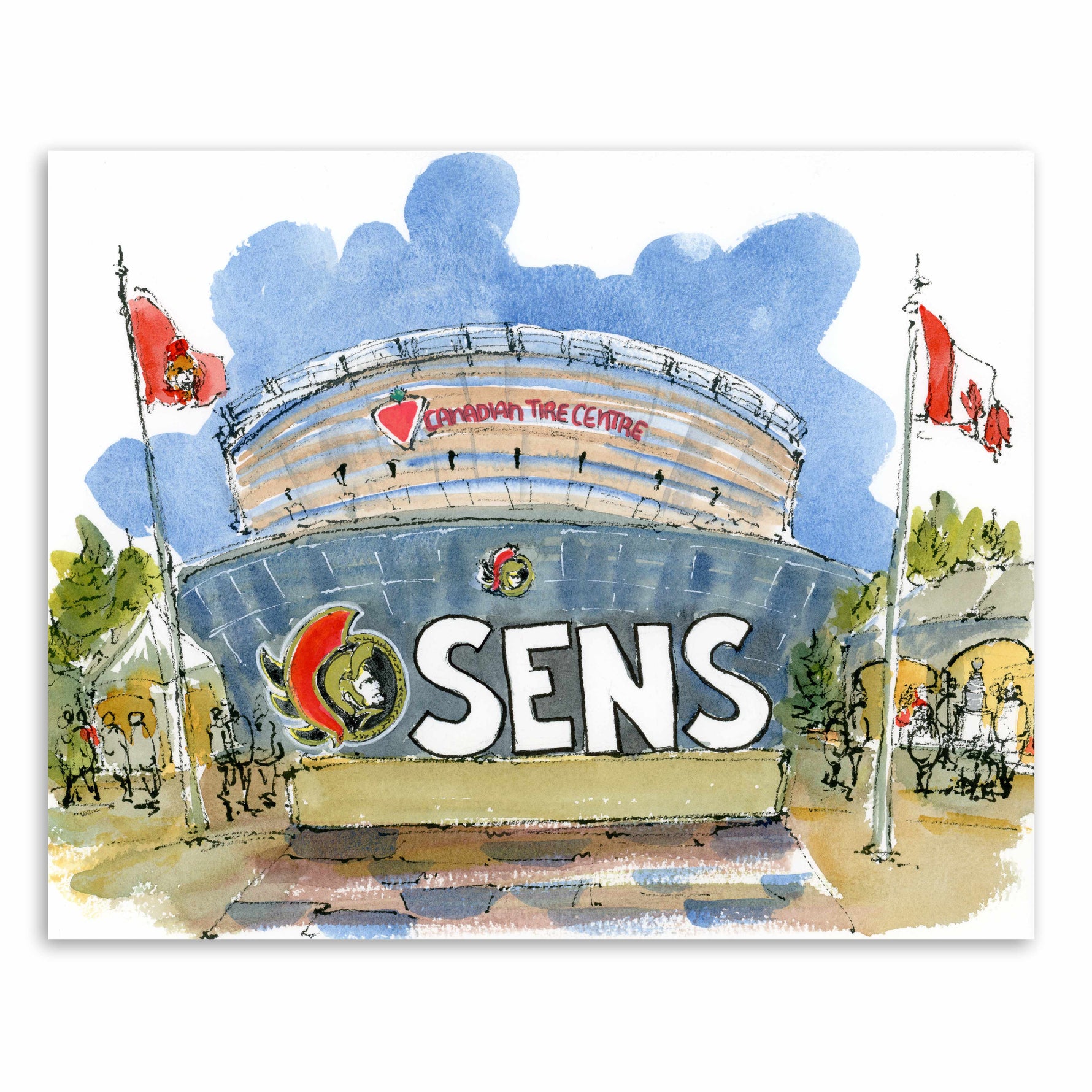 OTTAWA SENATORS CTC ARENA 8X10 WATERCOLOR PRINT