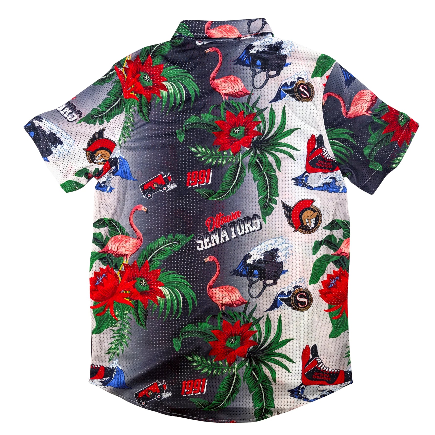 OTTAWA SENATORS FLORAL MESH BUTTON UP TEE