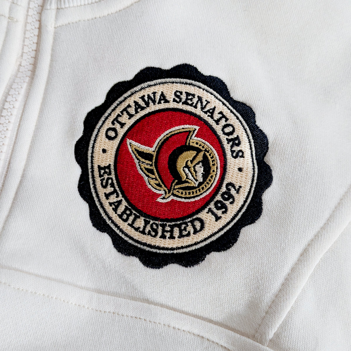 OTTAWA SENATORS WOMENS WHITE FLEECE 1/4 ZIP