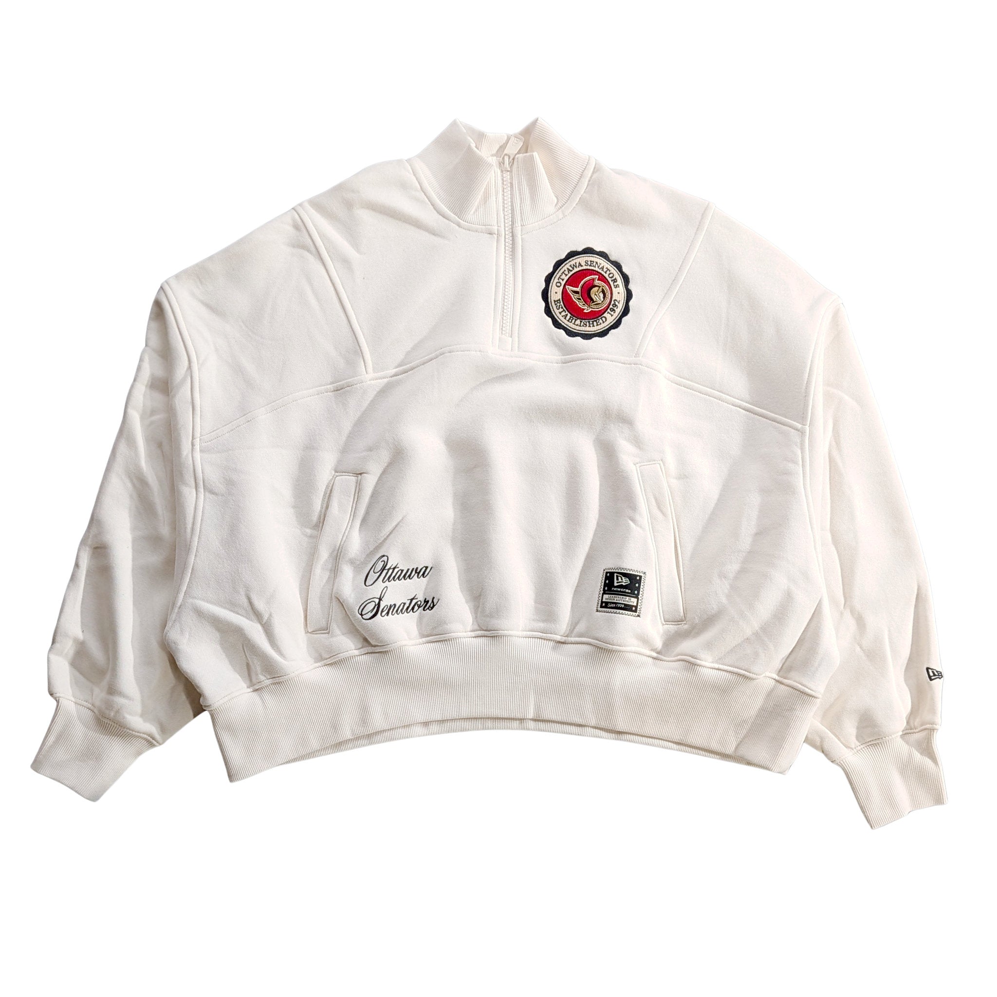 OTTAWA SENATORS WOMENS WHITE FLEECE 1/4 ZIP
