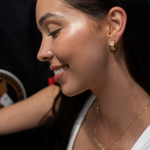 OTTAWA SENATORS GOLD PAVE CIGAR BAND HOOP EARRINGS