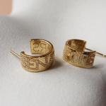 OTTAWA SENATORS GOLD PAVE CIGAR BAND HOOP EARRINGS