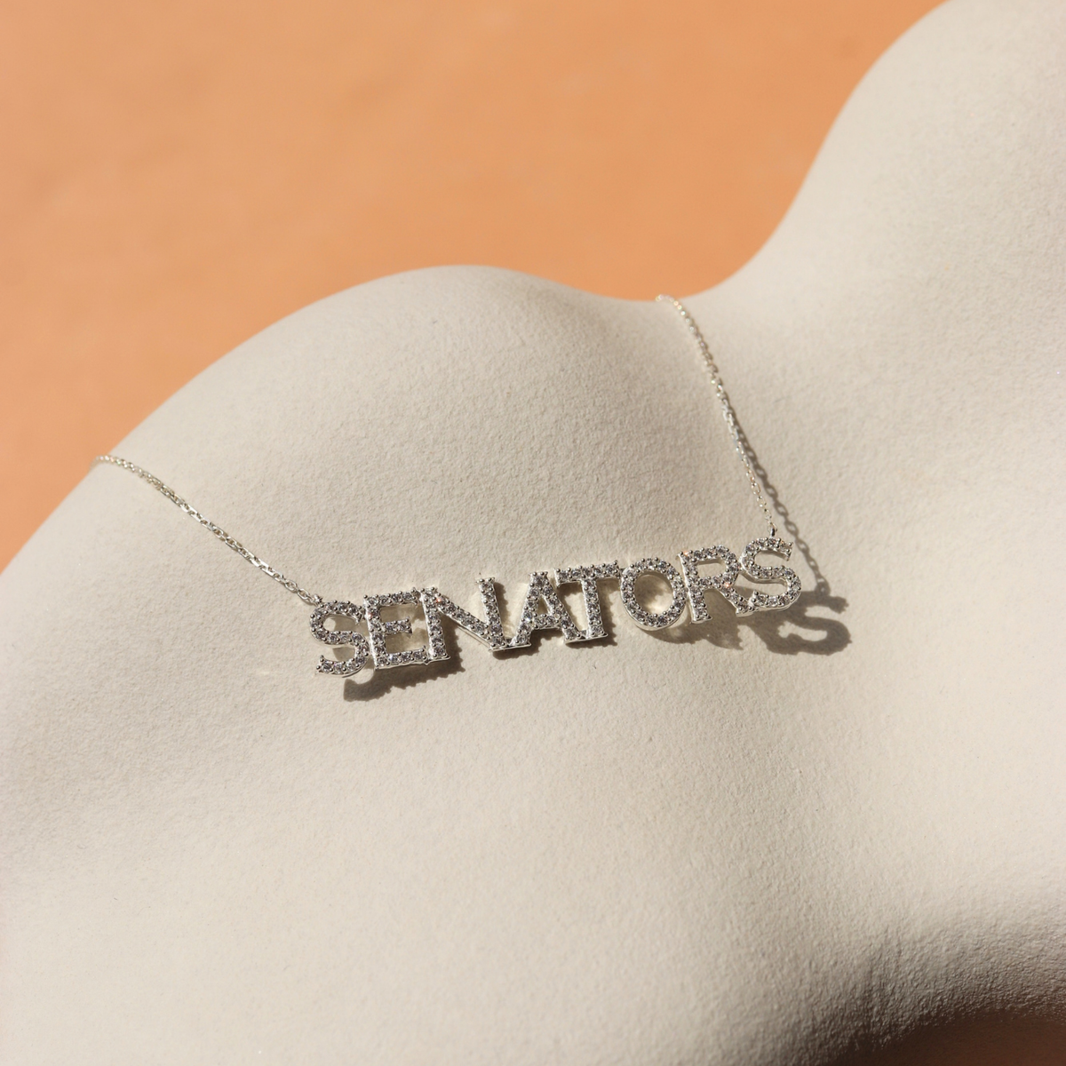 OTTAWA SENATORS SILVER PAVE NECKLACE
