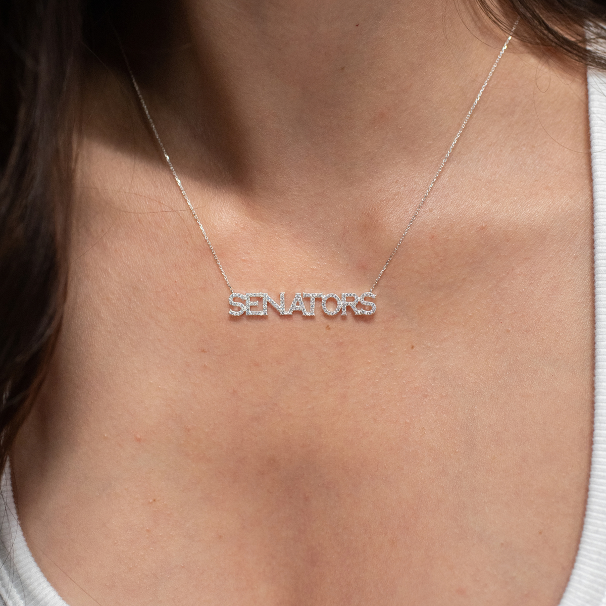 OTTAWA SENATORS SILVER PAVE NECKLACE