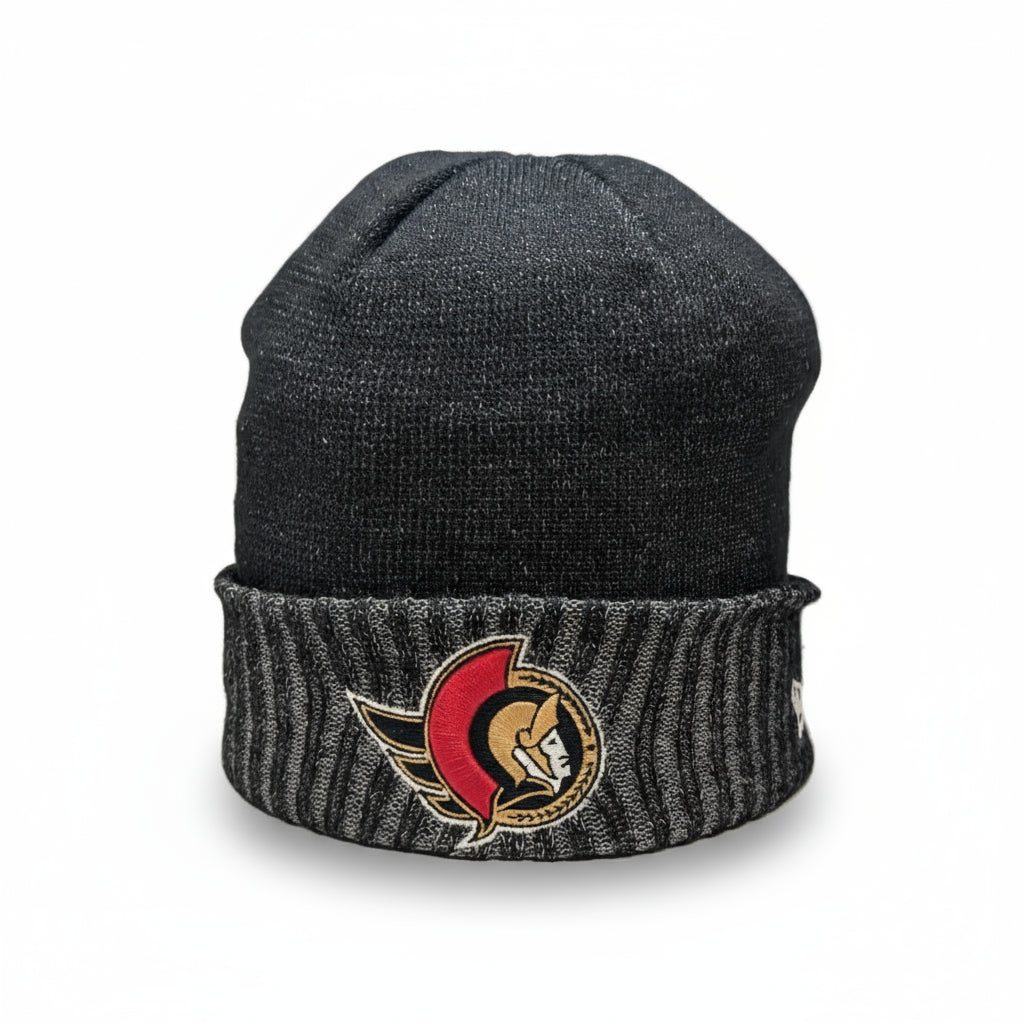 OTTAWA SENATORS NEW ERA BLACK REFLECTIVE CUFFED BEANIE-New Era-OttawaTeamShop.ca