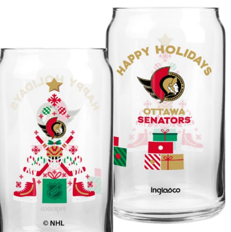 OTTAWA SENATORS CHRISTMAS TREE CAN GLASS