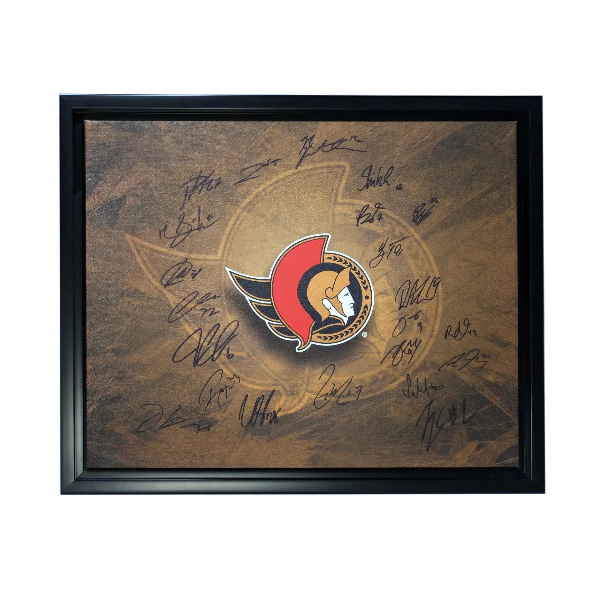 Ottawa Senators Autographed Logo Canvas Framed Print