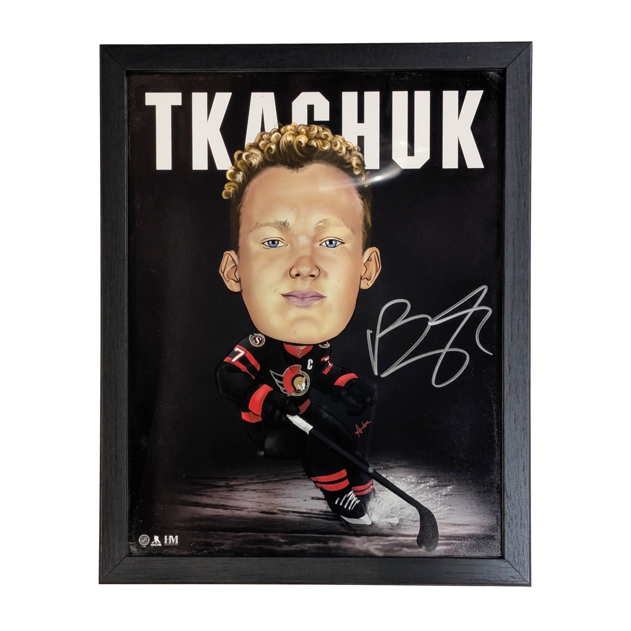 Brady Tkachuk autographed framed caricature picture