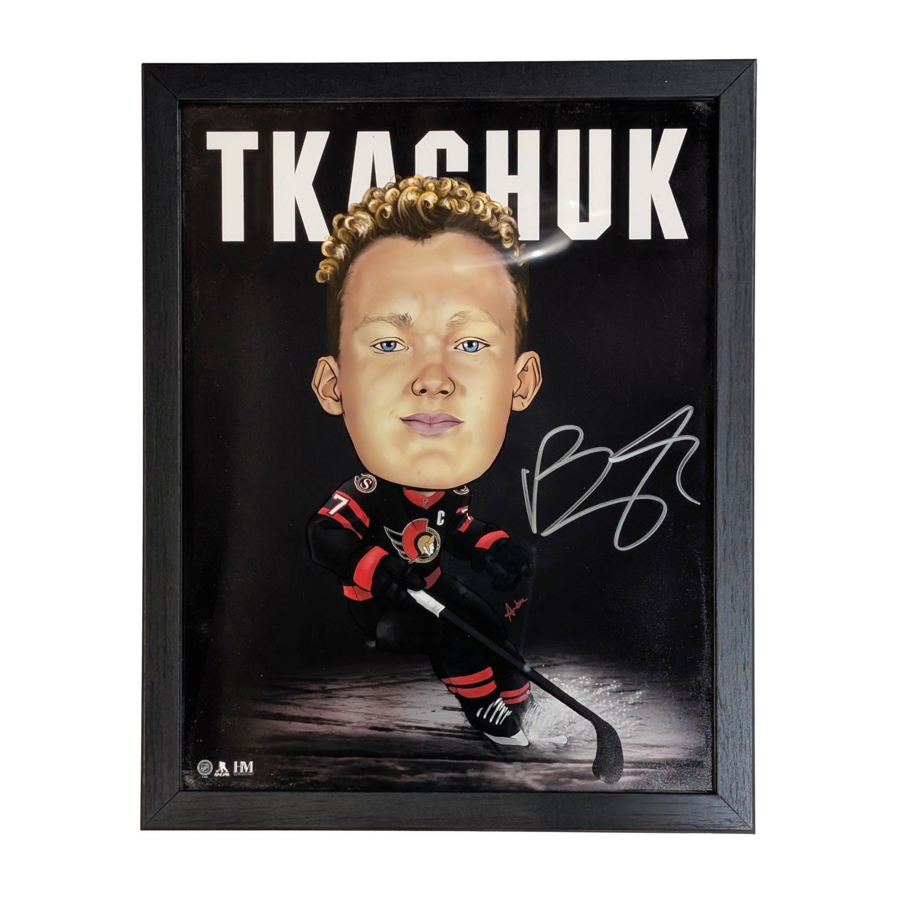 Brady Tkachuk autographed framed caricature picture