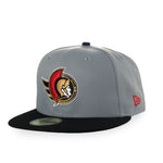 OTTAWA SENATORS 59FIFTY GREY & BLACK FLATBRIM FITTED CAP-New Era-OttawaTeamShop.ca